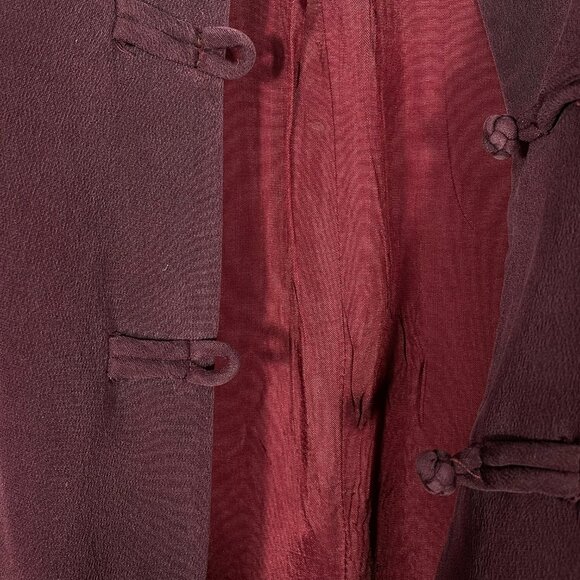 Vintage 100% Silk Jacket Burgundy Mandarin Collar Fully Lined Button Front Sz 8 - Picture 10 of 14